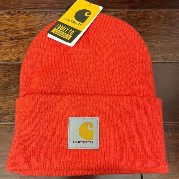 Carhartt Cuffed Knit Beanie Hat OS A18 Coral Winter Utility Camping‎ Chunky Knit - Picture 1 of 3